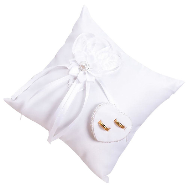 1 stk Kvadratisk Ringpute Blomster Ring Pute Ringbærer Bryllupspute (hvit)Hvit20*20cm White 20*20cm