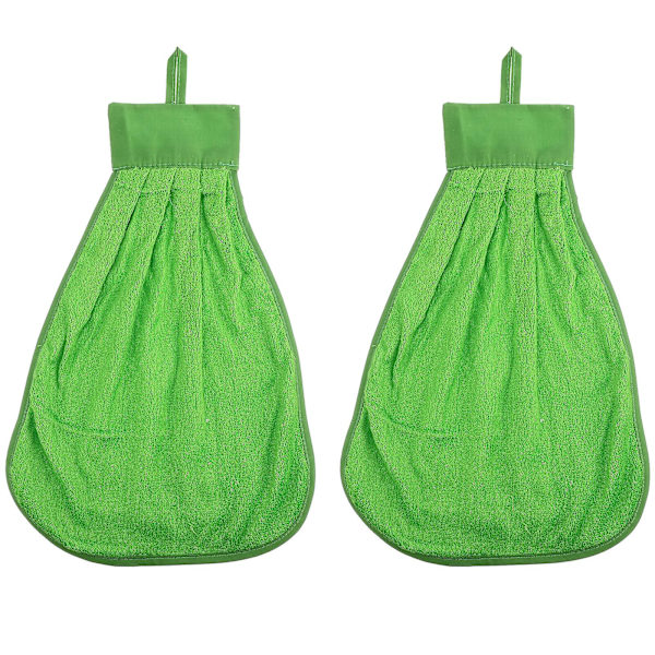 2 stk. Vandabsorberende Håndklæder Små Håndklæder Til Køkken Badeværelse Grøn 40X30CM Green 40X30CM