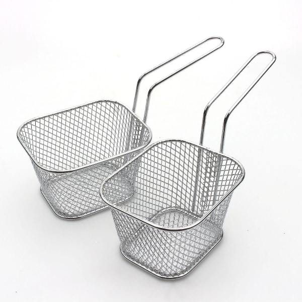 2 stk Mini Firkantede Frityrkurver Bordservering Pommes Frites Kurv Pommes Frites Bord Matdisplay Mesh Kurv