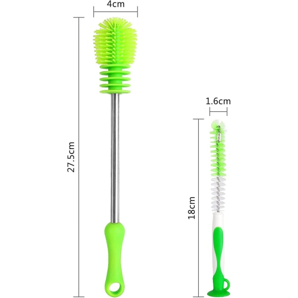 Silikoninen puhdistusharjasarja, silikoninen pulloharja lasipullojen, vauvanpullojen, kupien, kapeiden urheilupullojen pesuun, antibakteerinen pitkä kahva