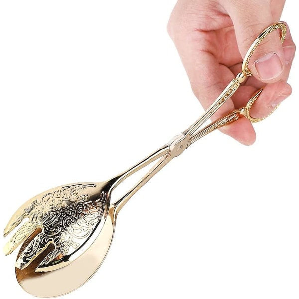 Köksredskap i Metall, Grilltång, Buffétång, Salladstång, Sockertång, Guldmatstång för Servering av Matlagning, Buffé, Sallad, Isbitar (1 st)
