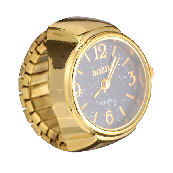 1 st Retro Ringformad Klocka Mode Exklusiv Kvarts Klocka Digital Ring Klocka För Man Kvinna (Guld Black 2.7x2.7cm