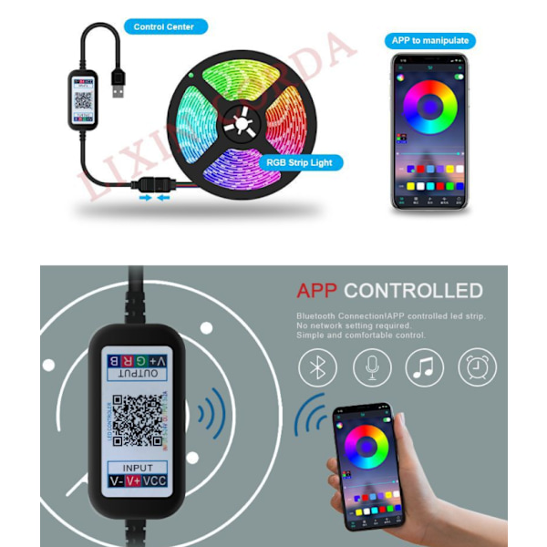 LED Båndlampe TV Baggrundslys Smart WiFi LED Lysbånd 10m RGB Multifarvet LED Lysbånd App Kontrol Lysbånd, Hjem Ki