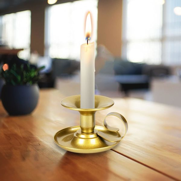 Konisk Ljusstake, Ljusstake Retro Järn Enkel Guld Ljusstakar Ljusstativ för Fest Bröllop Jul