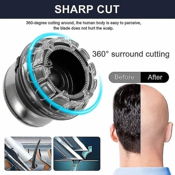 RY-Bærbar Elektrisk Hårtrimmer 360 Graders Rotation Hårklipper til Mænd Barbering Skaldet Hoved Vandtæt IPX6 1500mAh