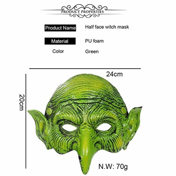 Noidan naamio Vihreä Goblin Naamio Halloween Karnevaali Juhla Asu