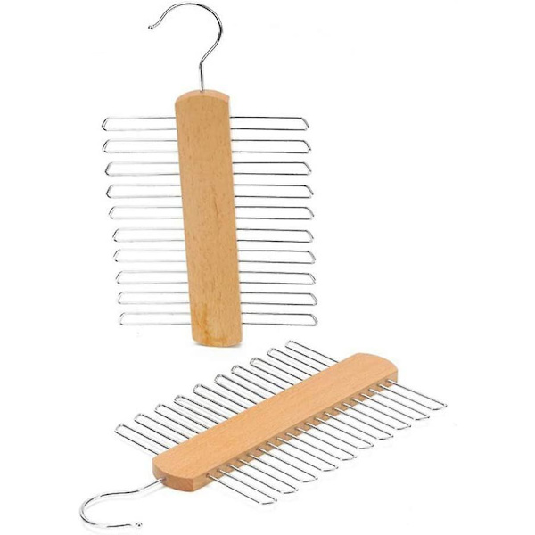30 cm Pitkä Puinen Solmioteline 20 Koukulla Huiveille, Solmioille Ja Vyöille, Tilaa Säästävä Kotivarastointiin