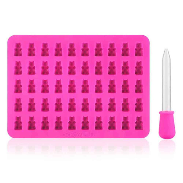 Silikonform 50 med Gummy Bear Isbitform med Drypper Sæt Formfremstilling Sød Gave til Dine Børn Pink Pink