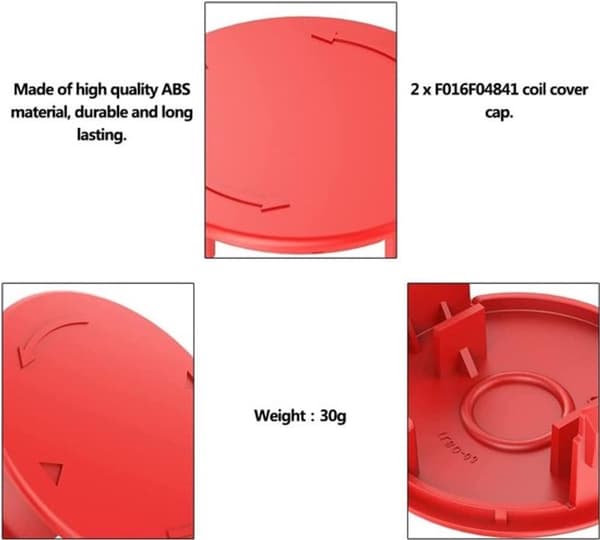 Udskiftning af trimmerspolelåg, ABS, 2-pak kompatibel med Bosch AFS 23-37 elektrisk buskrydder, 3,3 cm højde, 7,5 cm diameter