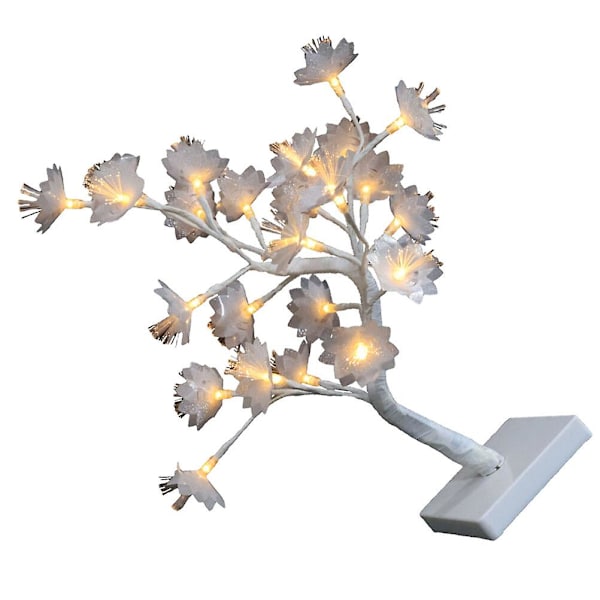 Bordpynt LED Bordlampe LED Stik - Fiberoptiske Lys Skrivebordsdekoration DIY Kunstigt Trælampe T White 10X10X45CM