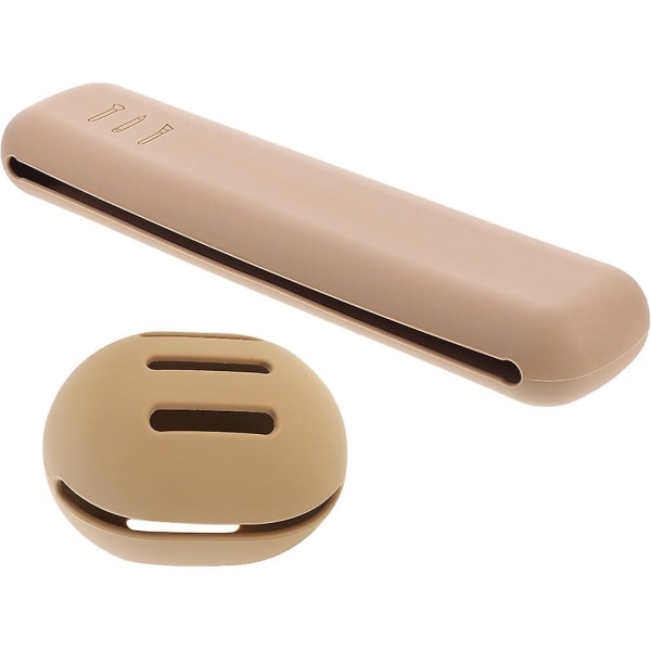 Silikonhållare Sminkborstbehållare Make Blender Case Kosmetisk case Case Khaki 20X4.8CM