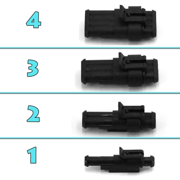 352 stk Vanntette Bil Motorsykkel Auto Elektriske Ledningskontakt Pluggsett Terminal Utvalg 1 2 3 4 Pins