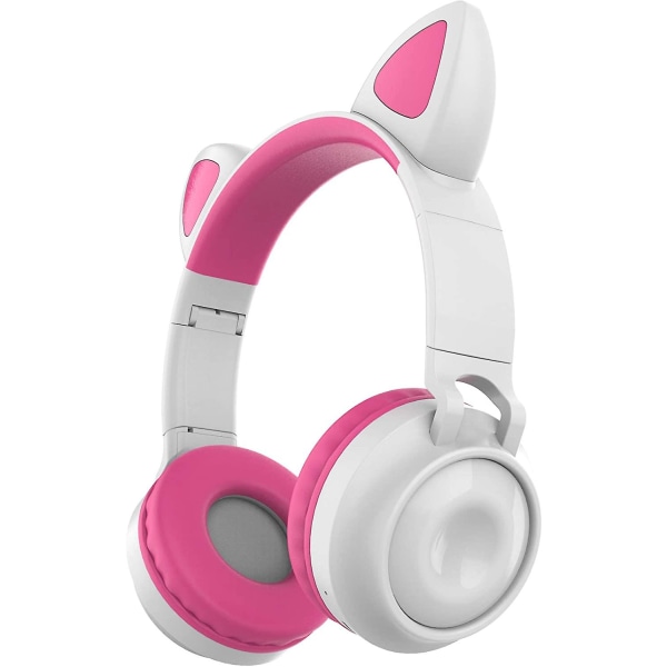 Bluetooth 5.0 Cat Blinkande hörlurar med mikrofon Bra kompatibilitet, brusreducering, tre lägen, 360 mah kapacitet, 15 m överföring Vit Rosa White Pink