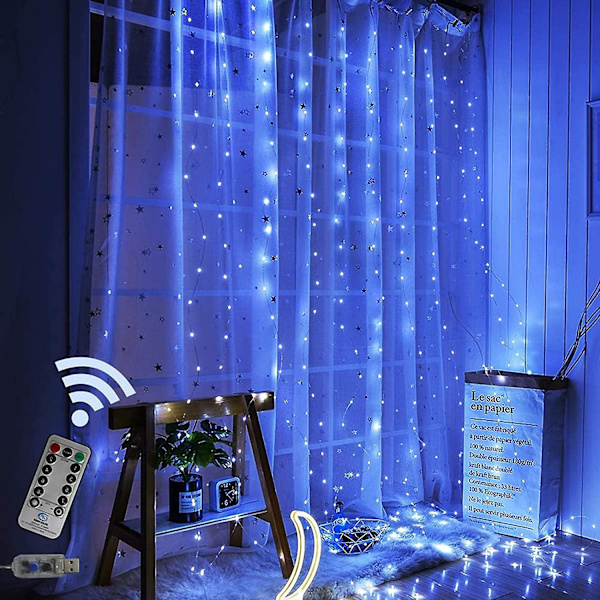 Køligt Hvidt Lysgardin Led Lysstreng Led Lysstreng Gardin, Vandafvisende Dekoration Til Jul, Fest Dekoration, Indendørs Belysning