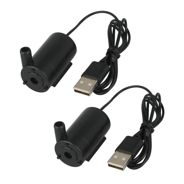 2 stk Mini Neddykbar Pumpe 3V-5V Verktøy USB-kontakt 23 cm Kabel Lydløs Liten Vannpumpe