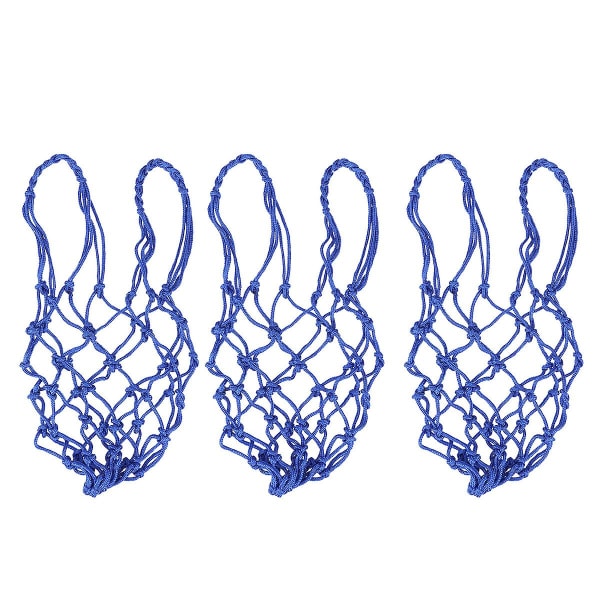 3 Pcs Mesh Ball Bag Single Carrier Nylon Mesh Net Bag Basketball Mesh Net Drawstring Mesh NetBlue50*