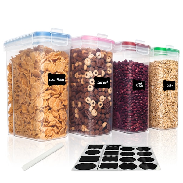 Kök matförvaringsburk 2,5L 4-delars set spannmålsförvaringslåda transparent PP förseglad vattentät förvaringsburk_xrzi Transparent-4pcs setup 2.5L