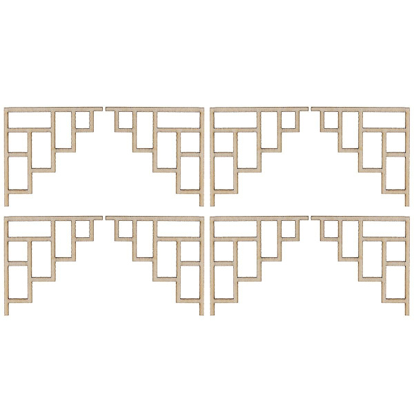 8 stk Træ DIY Dekoration Solid Træ Udskåret Hjørne Møbler Hjem Dekorationer Blomst Hjørnebeskytter Sæt Til Arkitektonisk Model 8 stk 8pcs