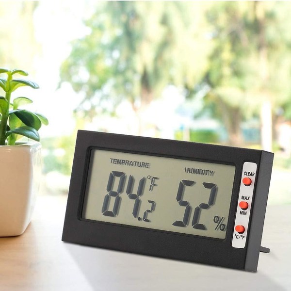 Digital LCD Hygrometer Inomhus Termometer Multifunktionell Monitor Temperatur Luftfuktighetsmätare Monitor För Kontor Sovrum Vardagsrum Växthus Odling (1st