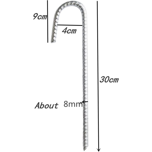 4-pakks tunge galvaniserte stål J-ankerfeste - For telt, pergolaer, slott, telt, trampoliner, hopping, camping, fotballmål