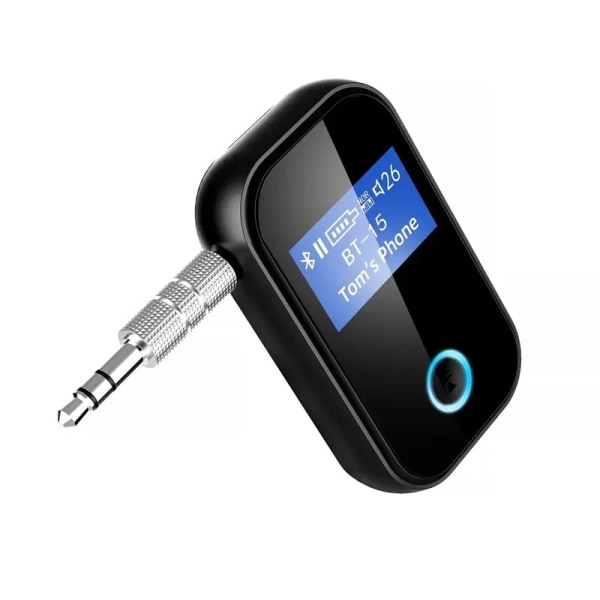 Bil Bluetooth 5.0-mottaker - 2 i 1 bærbar bilstereo trådløs Bluetooth-adapter med 3,5 mm AUX og lav latens trådløs lyd