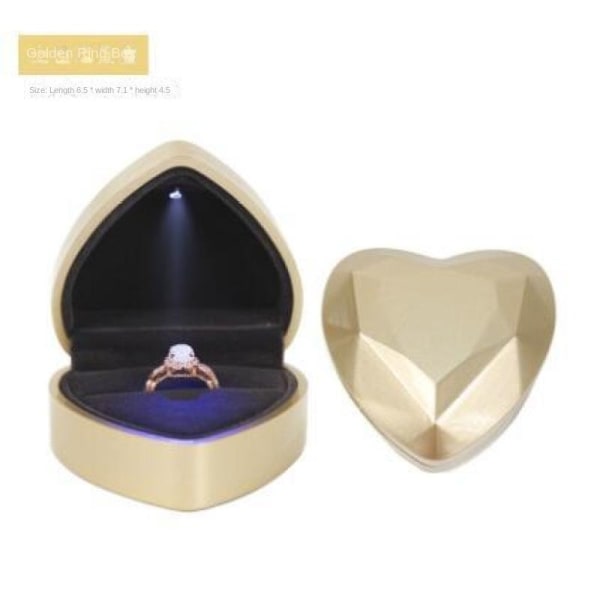 Hjerteformet ringgaveæske med LED-lys, fløjlsøreringe Smykkeetui med lys, smykkeudstillingsæske til bryllup, forlovelse
