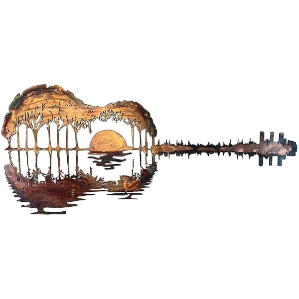 Abstrakt Gitar Metal Gitarist Kunst Ideell Gave, Solnedgang Gitar Metal Veggkunst Henge Ornament Skulpturer For Gitar