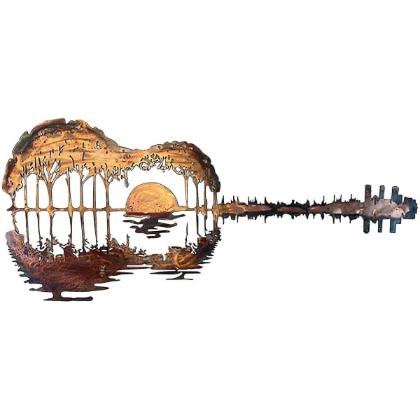 Abstrakti kitara metalli kitaristi taide ihanteellinen lahja, auringonlasku kitara metalliseinä taide riippuva koriste veistoksia kitara
