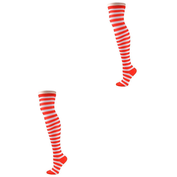 3 par Röda & Vita Randiga Strumpor Clown Cirkus Maskeraddräkt Cosplay Strumpor (röd & vit) 2 par 2pcs