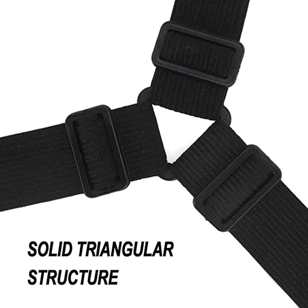4 stycken justerbara elastiska lakanklämmor Triangel, justerbar lakanklämma Rem Lakanhållare för lakan, soffa och mer 4st Black She