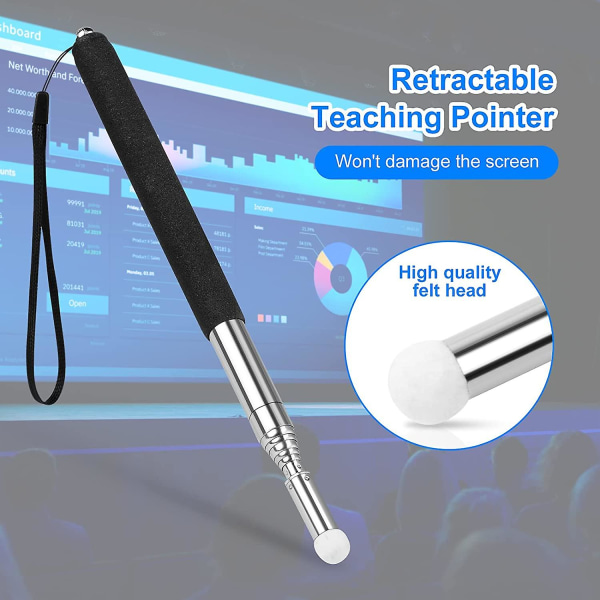 Teachers Pointer, Telescopic Pointer Stick, Hand Pointer Uttrekkbar uttrekkbar Pointer Teacher Pointer Stick med snor for presentasjoner Undervisning,