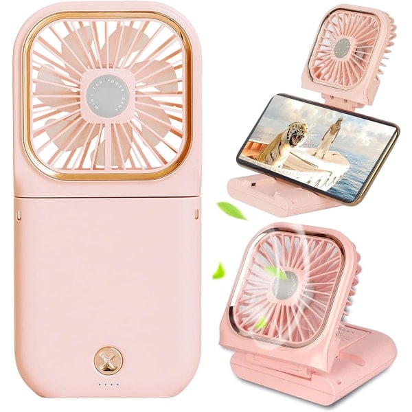 Portable Handheld Fan Outdoor Charger Fan Powerbank Mini Fan 3000mAh USB Phone Holder