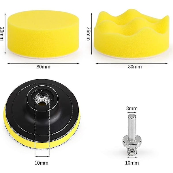 80mm Poleringssvampe Pads, 11 stk. Poleringspad Svampe Pad Poleringssvamp Bilpolering
