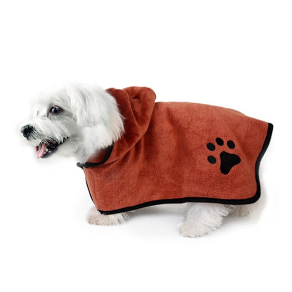 Blød Badekåbe Superabsorberende Mikrofiber Hurtigtørrende Håndklæde med Hætte/Bælte til Store, Mellemstore, Små Hunde, Kæledyrs Katte - Brun(XL)