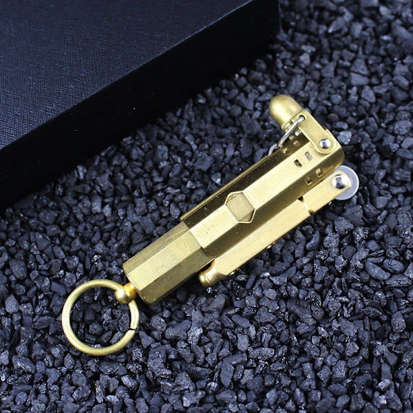 Håndlaget Sigarett Lighter WWI WWII Kule Retro Vintage Messing/Kobber Gravløper Lighter, Gave til Samling (gull)