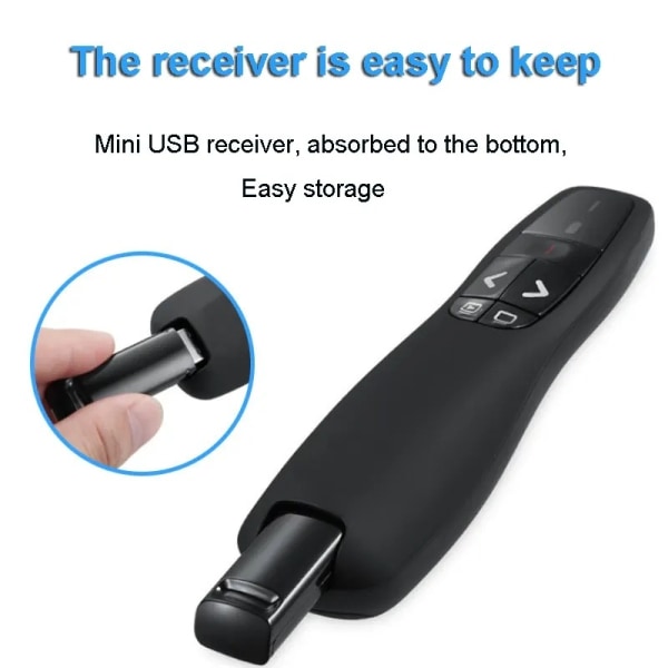2-i-1 USB Type C Præsentation Clicker Trådløs Præsentation Fjernbetjening til Clicker med Hyperlink & Lydstyrke Kontrol Slide Advancer til M