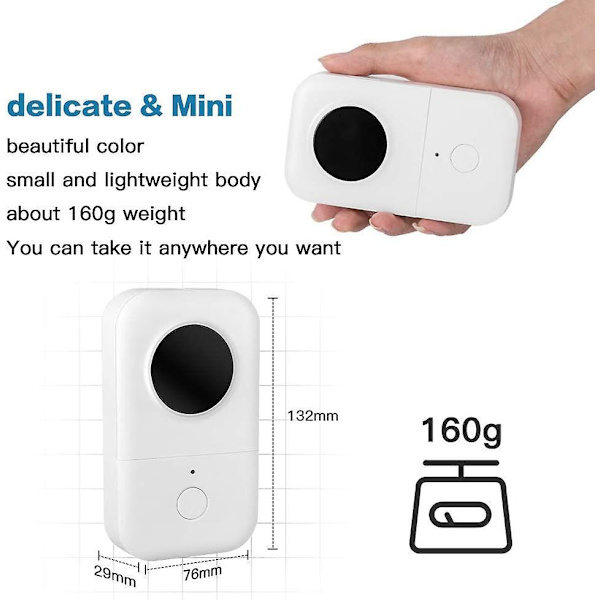D30 Etikettutskrift - Bärbar Mini Termisk Bluetooth Etikettmaskin, Etikettmaskin Enkel Att Använda För Organisation, Hem, Kontor, Inkluderar 1 Rulle D30 TVit White
