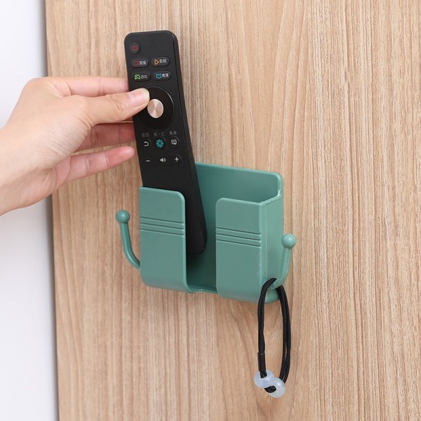 4 stk vægmonteret telefonholder fjernbetjening， selvklæbende væg ved siden af ​​arrangør opbevaringsboks, beslag til mobiltelefonstik opladning