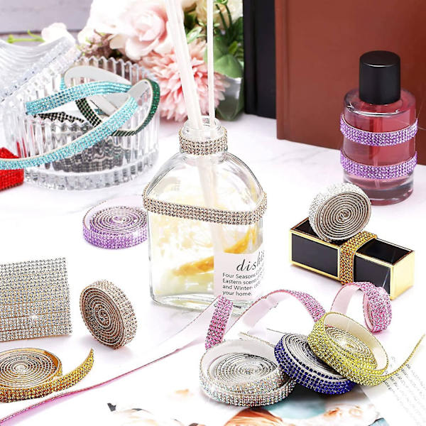 12 Rullaa Kristallirihkama-Teippiä, Itseliimautuva Timantti-Teippi, Sopii DIY-Töihin
