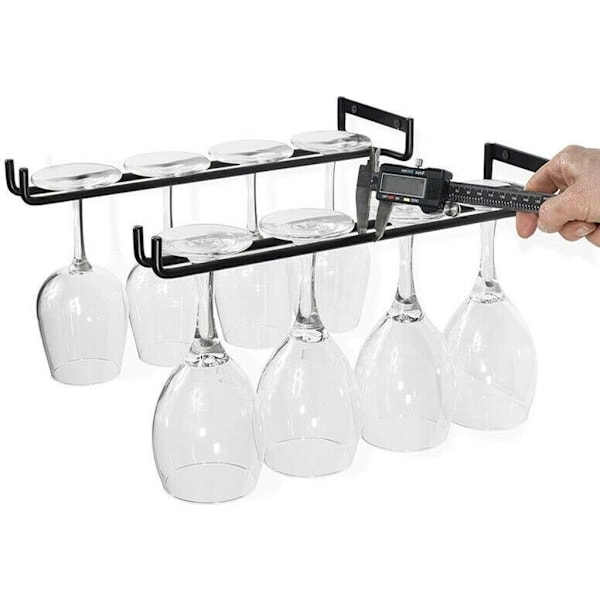 Set med 2 vinglashållare, metall, glashållare, glasräcken, inverterade glashållare, väggmontering_RY