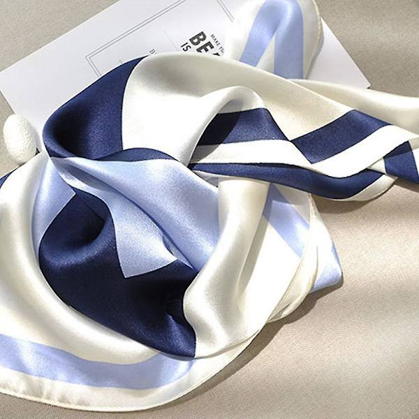 Sidenliknande Sjal Medium Storlek Kvadratisk Satin Sjal För Dam Blå Blue