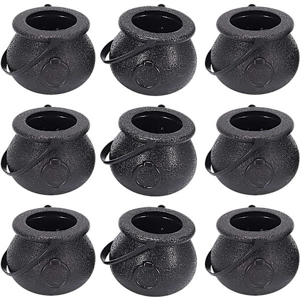 10 stk. Serie Heksegryte Godteriholder Med Håndtak Allehelgensdag Godteriboks Mini Kjel Black Witch Cauldron For Allehelgensdag