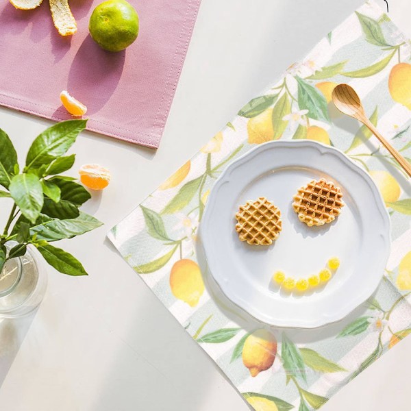 Sæt af 6 Plante Frugt Citron Blomster Bordskånere Kompatibel med Spisebordsmåtte