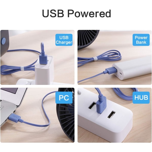 Liten personlig USB skrivebordsvifte, 3 hastigheter bærbart skrivebordsbord kjølevifte drevet av USB, sterk vind, stille drift, for hjemmekontor