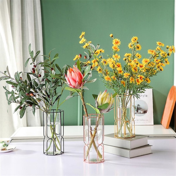 Glasvas Nordic Vase Glas Blomsterarrangemang Vaser kompatibla med heminredning Torkad blomflaska Bar Decora