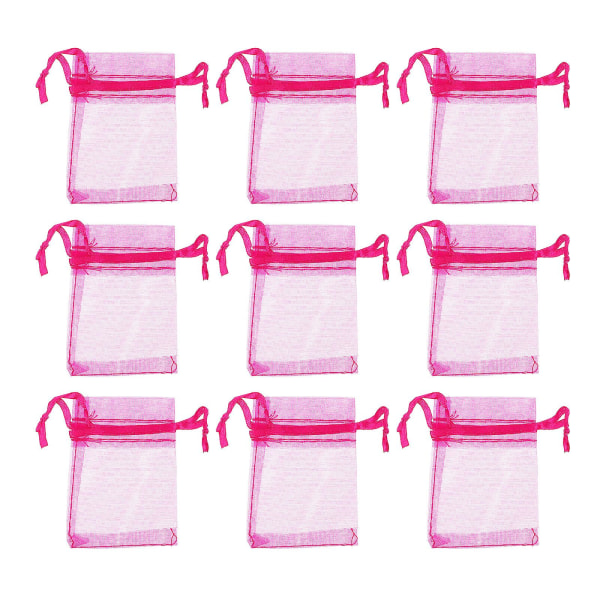 100 stk. Gennemsigtige Organiseringsposer Mesh Sachet Pose Bryllup Organza Poser Perler Opbevaringspose Dessert Emballage Pose Rosy7X5CM Rosy 7X5CM