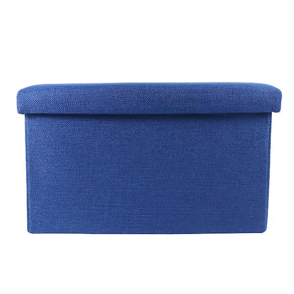 Foldbar oppbevaringsottoman med sammenleggbar leketøyskiste Oppbevaringsboks Ottomaner i lin stoff Benstøtte Fotstøtte Blue 40*25*25cm