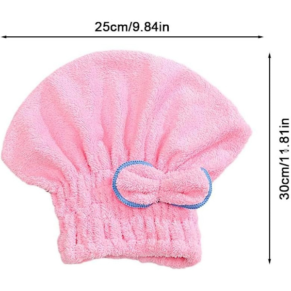 Mikrofiber Hårhanddukar, Superabsorberande Hårhanddukslindning, Snabbtorkande Hår turbanlindning, Badmössa med Söt Fjärilsrosett