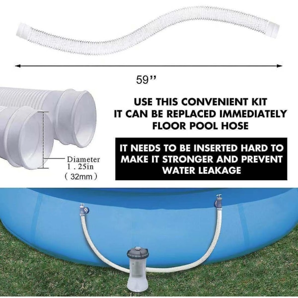 Ersättningsslang för poolpump Filterslang Poolslang Ersättningsslangkit för pool 2 set Ersättningsslang för poolfilter