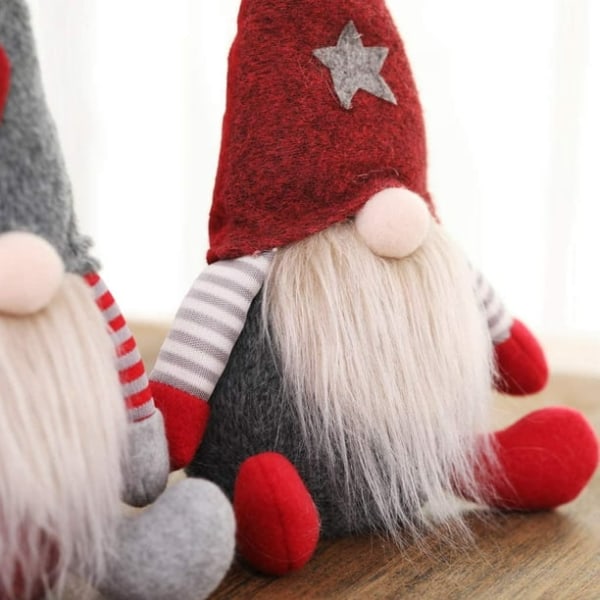 Julepynt Nisser Plysj Julenisser Håndlagde svenske Tomte Gnome Ornaments for Party Julepynt Ornamenter（2STK）